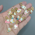 CZ9009  Fashion Big Hole 18k Gold Plated Enamel Cute Cat Dangle Charm Bead Fit for European Style Bracelet