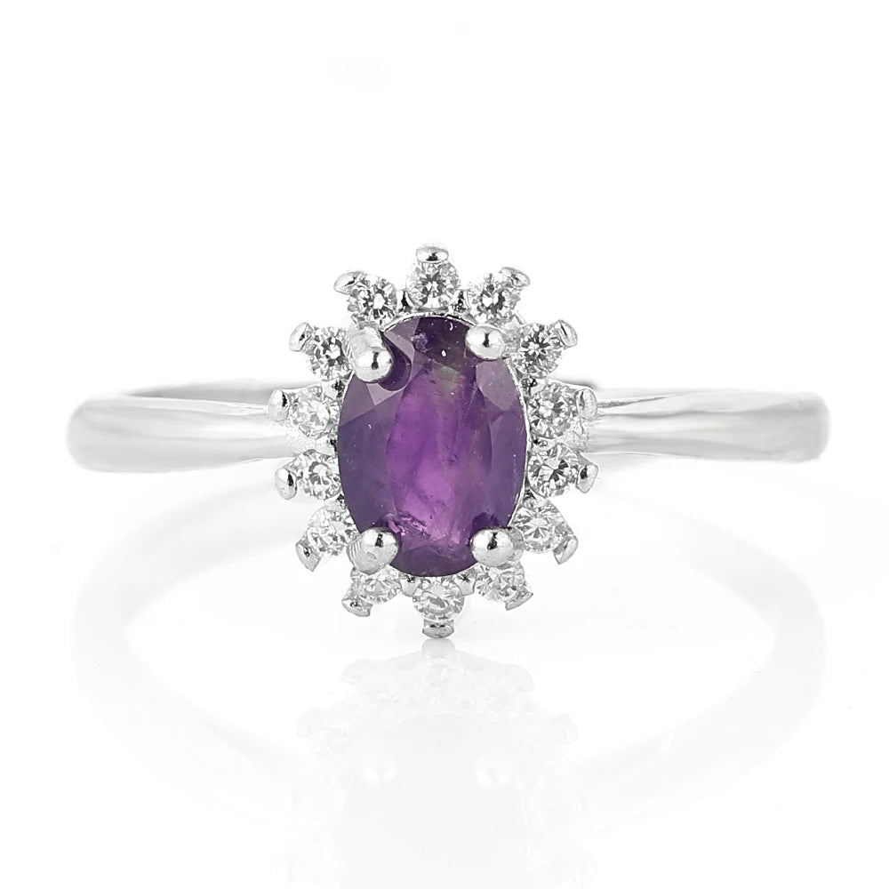 100% Natural Diana Garnet Amethyst Ring Ring for Women Crystal Stone Quartz Gemstone Adjustable Opening Colorfast Ring