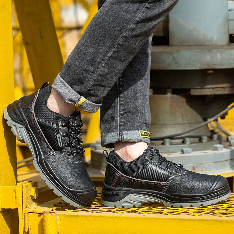 Diansen Wholesale Black Anti-smash Anti-puncture Anti-static Steel Toe Shoes High and Low Top Mesh Safety Shoes