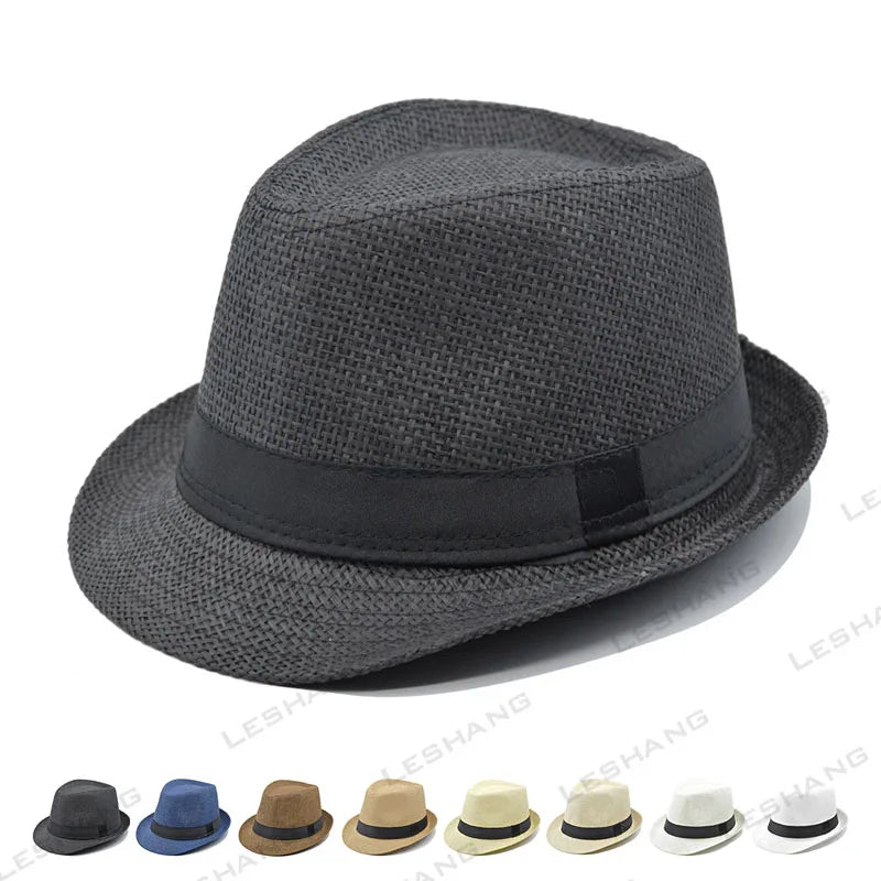 Fashion Unisex Distressed Retro Hollow Sun Braid Floppy Fedora Beach Panama Straw Hats Custom Logo Breathable Wide Brim Caps
