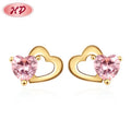 Famous 18k Laminated Gold Wholesale Jewelry Piercing Heart-Shaped Huggies Earrings Cubic Zirconia for Women