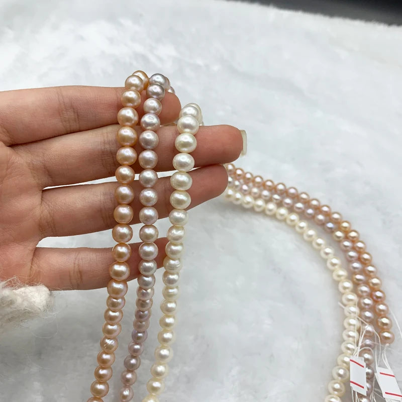White Pink Purple 2A 2-12mm Natural Freshwater Round  Shape Loose Pearl Strand for Jewelry Making