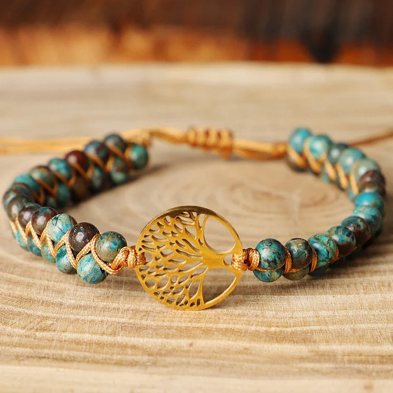 Wholesale Tree of Life 7 Chakra Healing Beaded Bracelet Natural Stone Boho Yoga Balance Handmade Braided Bangles for Women Men