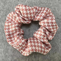 Custom Houndstooth Bow Scrunchies Polyester Hair Accessories with Houndstooth Patterns and Elastic Fabric