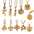 Boho Sunflower Necklace Waterproof Stainless Steel Rose Flower Pendant Jewelry Pvd 18k Gold Fleur De Lis Necklace for Women