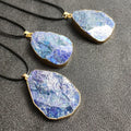 HZ Crafts Leather Chain Irregular Blue Stone Crystal Lapis Lazuli Natural Stone Gilded Edge Bead Necklace Jewelry