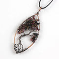HY Natural Amethyst Reiki Chakra Tree of Life Chakra Crystal Wire Wrapped Healing Crystal Pendant Necklace Folk Crafts