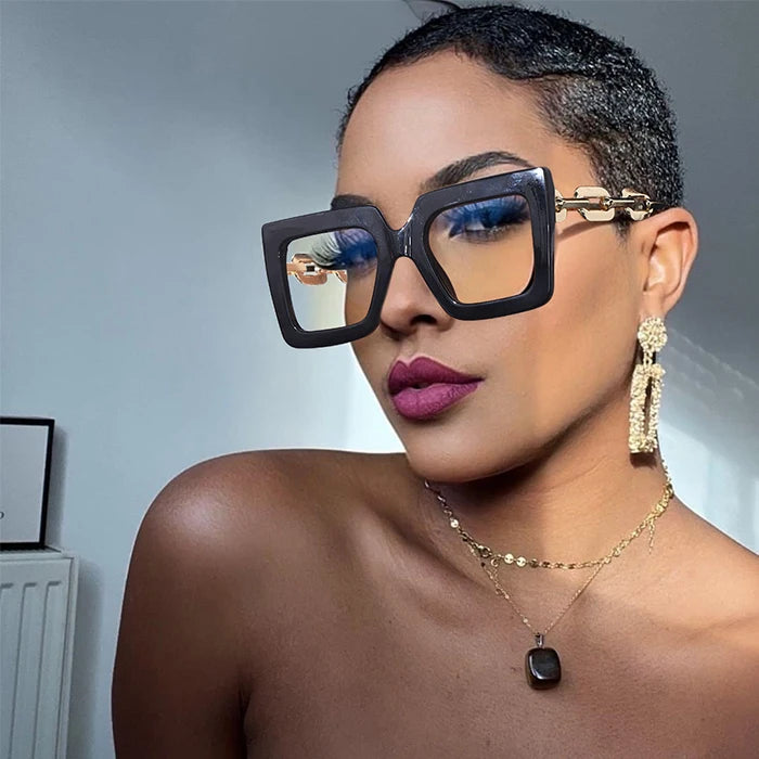 Metal Chains Temples Women Vintage Glasses Optical Plain Frame Spectacles Eyeglass Frames Minus Newest
