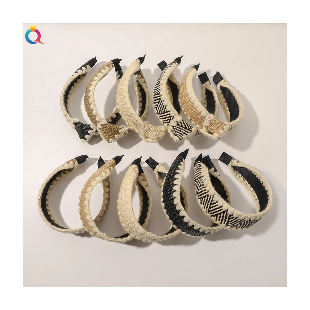 QIYUE European and American Style Wide Wool Hair Hoops Fashion Hotsale Simple Headband for Women