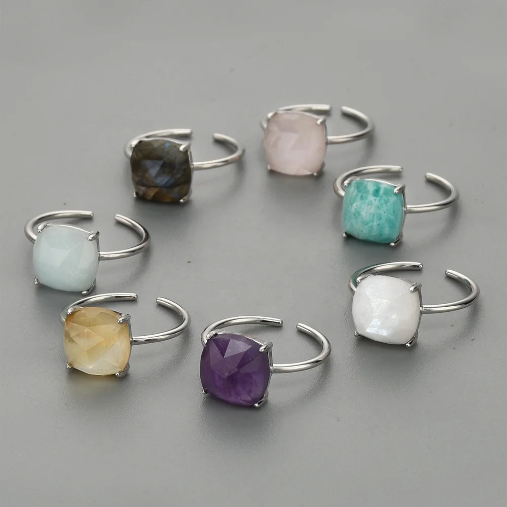 SS210S Natural Gemstone Amethyst Moonstone Pure 925 Sterling Silver Jewelry Wholesale