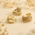 Wholesale Gold Brass Knot Ring Trendy Geometric Design Adjustable Finger Jewelry Dainty Zircon Stackable Women's Wedding Gift