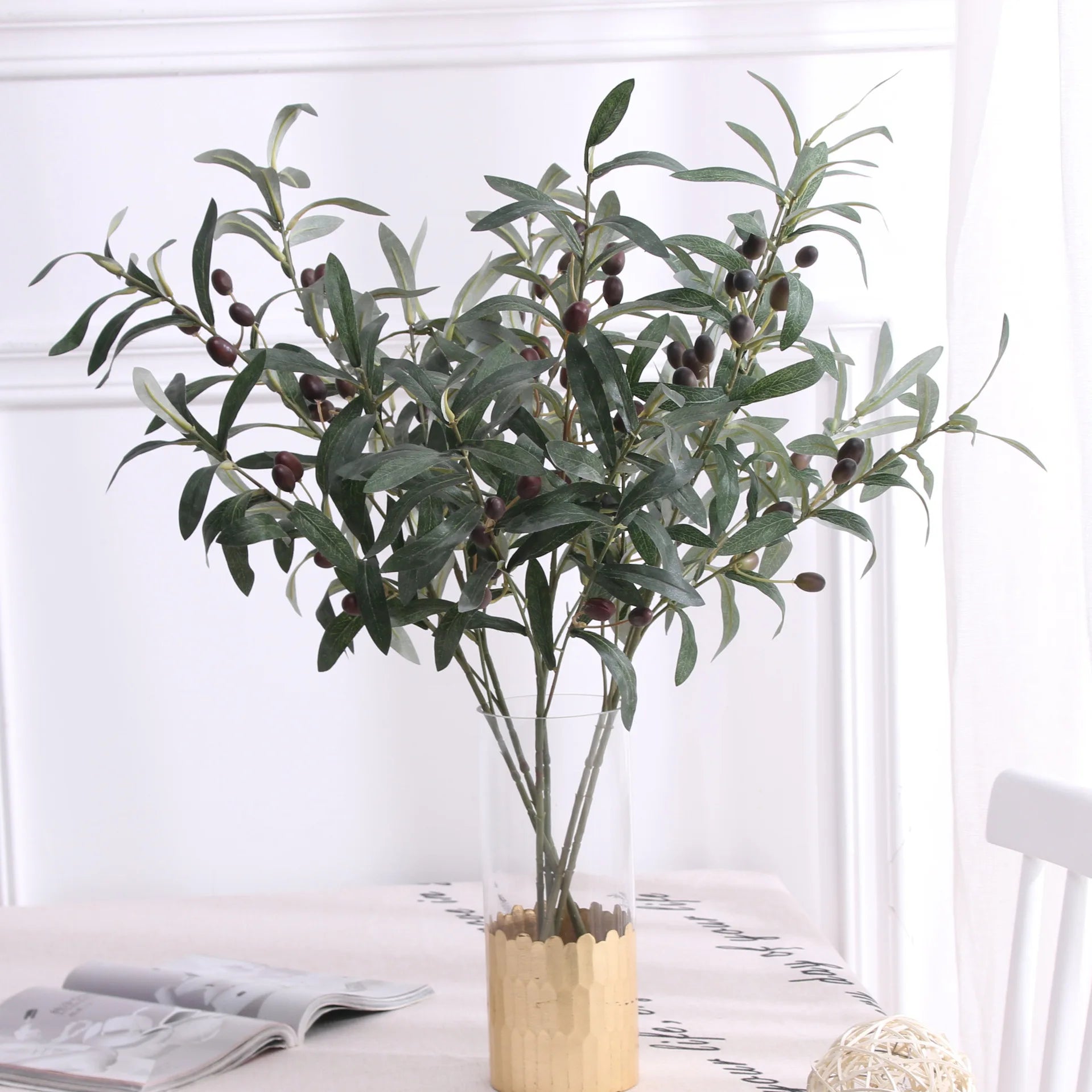 Simulated Green Plants Olive Branches 4 Forks With Fruit Olive Branches Wedding Home Photography Props Flower