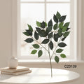 Artificial Plant Green Ficus Olive Fiddle Leaves Bush Spray UV Fire Resistant Boxwood Plastic Greenery Leaf for Decoration