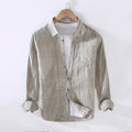China Custom Designer Wholesale 100% Linen Full Sleeve Plain Daily Casual Oem Men Shirt