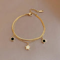 Pulseras De FantasIa Five-Pointed Stainless Steel Shell Bracelet and Necklace Set Double Layered Bracelets and Necklace Set