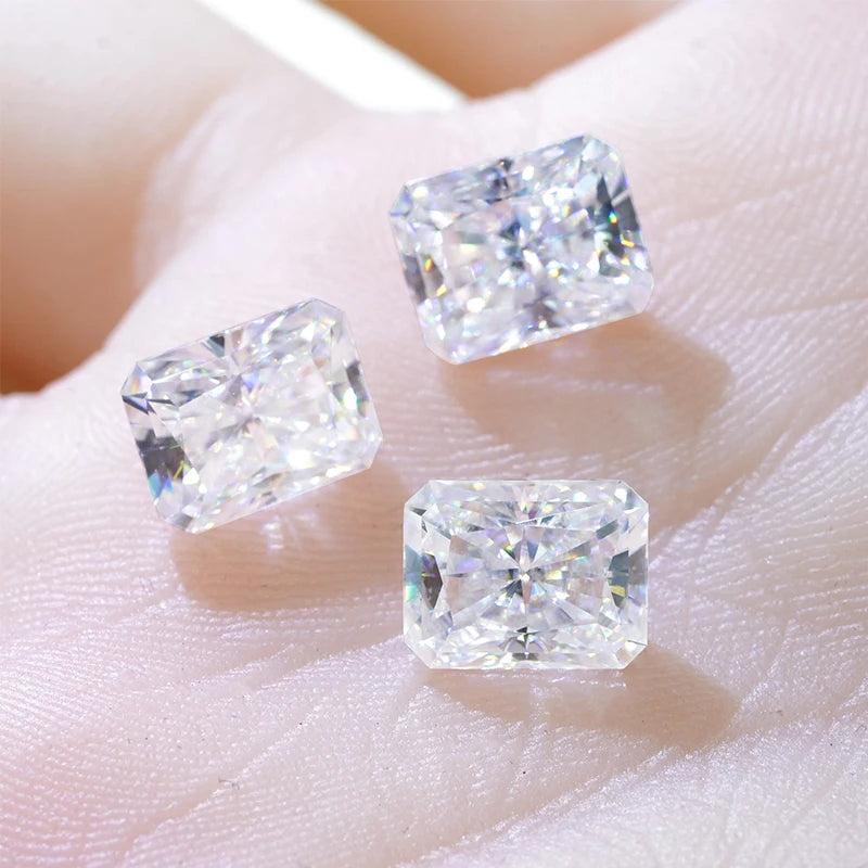 Starsgem White DEF Color VS VVS Radiant Cut Loose Moissanite Gemstone for Jewelry Making