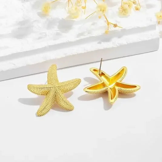 18K Gold Dubai Fashion Earring Necklace Jewelry Sets Star Stitching Design Personality Lattice Chain Made of Stainless Steel
