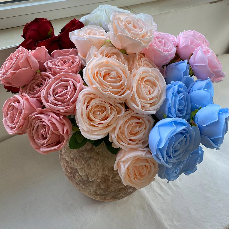 China Factory Good Quality  9-head  Imperial Rose Bundle  Artificial Flowers