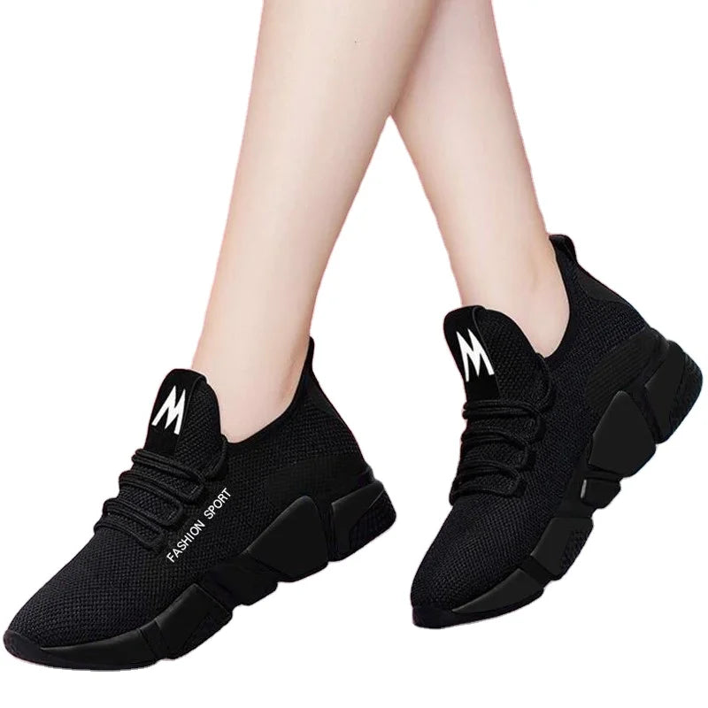Popular Small Black Shoes Old Beijing Cloth Shoes Girls Easy to Match Comfortable Breathable Mesh Casual Footwear