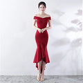 1327# Toasted Bride Red Mid-length Wedding Korean Dress Slimming Evening