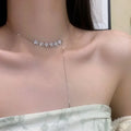 Bling Bling Star Super Flash Zircon Small Flower Necklace Silver Color Chain Jewelry Female Gifts Flower Necklace