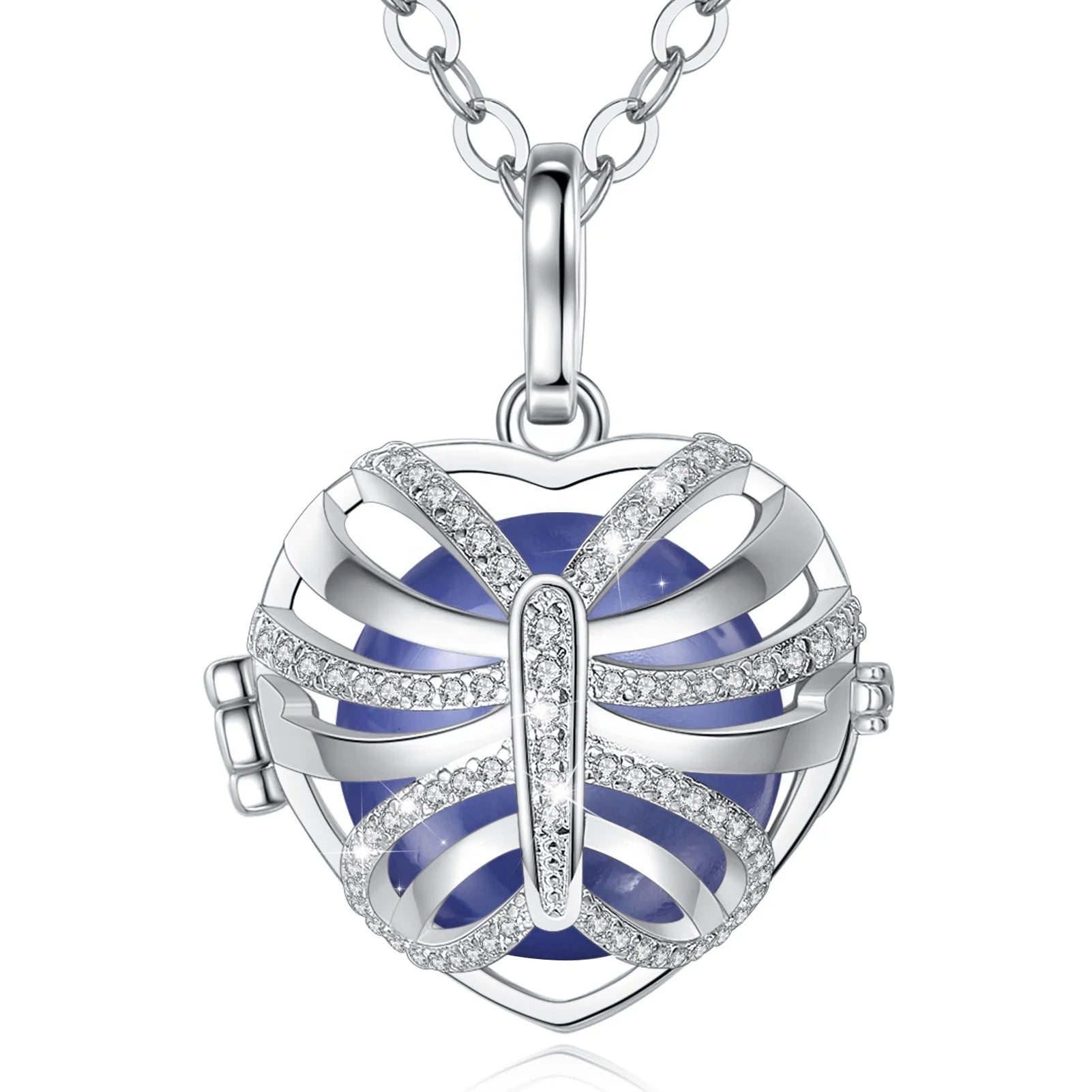 Butterfly Mexican Bola Pregnancy Chime Angel Caller Ball Locket Necklace for Women