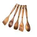 Natural Wooden Cooking Utensil Set Kitchen Cookware Spurtle Spatula with Slotted Hole Utensil Set