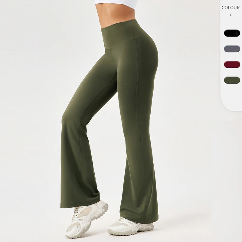 Yoga Bell-bottom Pants Women High Waist Running Fitness Loose Pants Elastic Quick Dry Sweatpants