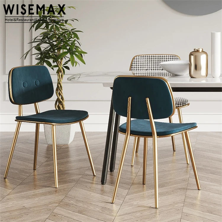 WISEMAX FURNITURE Modern Luxury Wholesale Metal Chair Restaurant Furniture Dining Room Fabric Upholstery Dining Chairs for Cafe