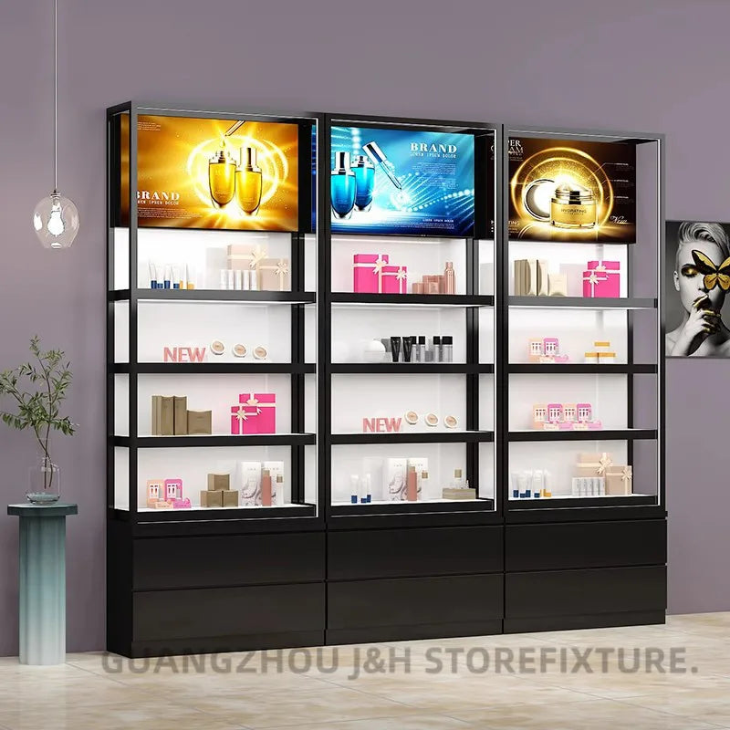 Beauty Furniture Beauty Store Shelves Makeup Cabinet Lipstick Display Cosmetics Store Wood Display Shelves