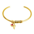 Customized Open Stainless Steel Birthstone Leaf Charms Name Beads Bracelet Bangles for Mother