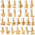 K167 Wholesale 18K Gold PVD Plated Stainless Steel Waterproof Bubble Balloon Initial Letter 26 Alphabet Jewelry Pendants Charms
