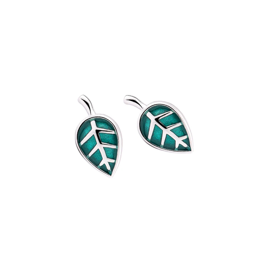 Personality Lady Fine Jewelry 925 Sterling Silver Leaves Stud Earrings Fashion Jewelry Piercing Earrings for Women