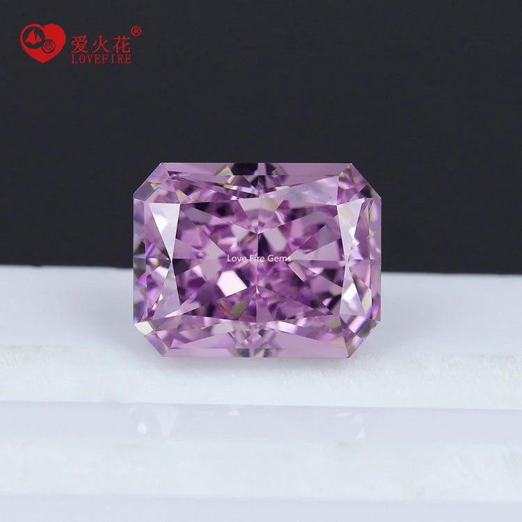 China Factory Price Crushed Ice Cut Synthetic Cz Pinkish Purple Octagon Shape Cubic Zirconia