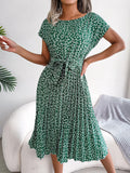 Oem Wholesale Summer Casual Short Sleeved Floral Pleated Skirt Print Pattern Design Custom Women Casual Dresses