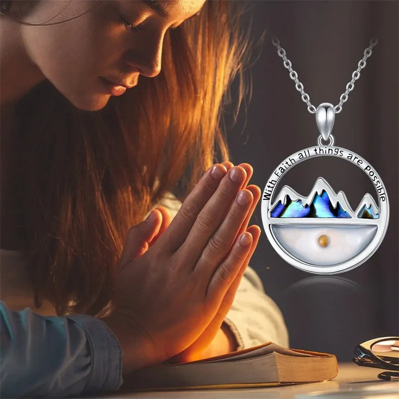 Elegant Stainless Steel Pendant Necklace with Mustard Seed Faith Unique Vintage Style Jewelry for Women and Moms Link Chain