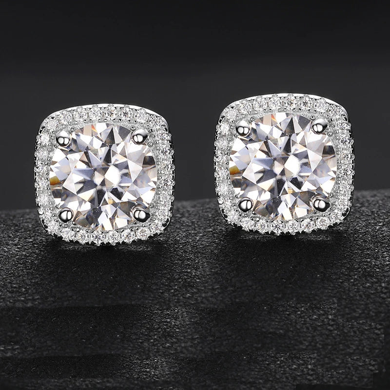 0.5ct 1ct 2ct Fashion Fine Jewelry Quality Women Stud 925 Sterling Silver Luxury Vvs Moissanite Earrings for Men