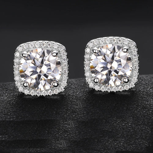 0.5ct 1ct 2ct Fashion Fine Jewelry Quality Women Stud 925 Sterling Silver Luxury Vvs Moissanite Earrings for Men