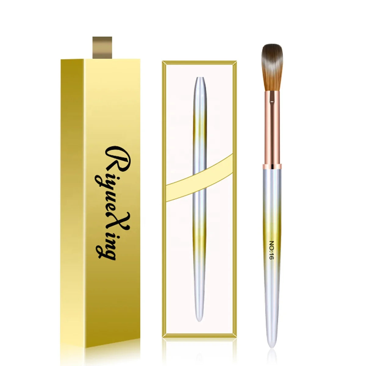 Kolinsky Natural Hair Pure Kolinsky Nail Brush Yellow Metal Handle Private Label Nails Brush Acrylic Kolinsky Natural Hair