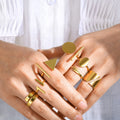 Bohemian Ladies Fashion Modern Big Cool Geometric Shape Design Stainless Steel Gold Rings Dish for Women