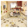 3d Flooring Design House Decoration Marble Texture Lotus Fish Picture Floor Stickers