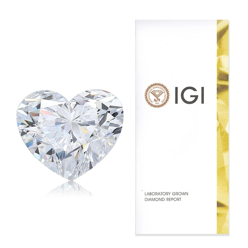 Starsgem 1-3ctct Heart Cut Lab Grown Diamond IGI Certificate DE VS1 VVS2 Heart Shape Loose Lab Created Diamond MegaBDM