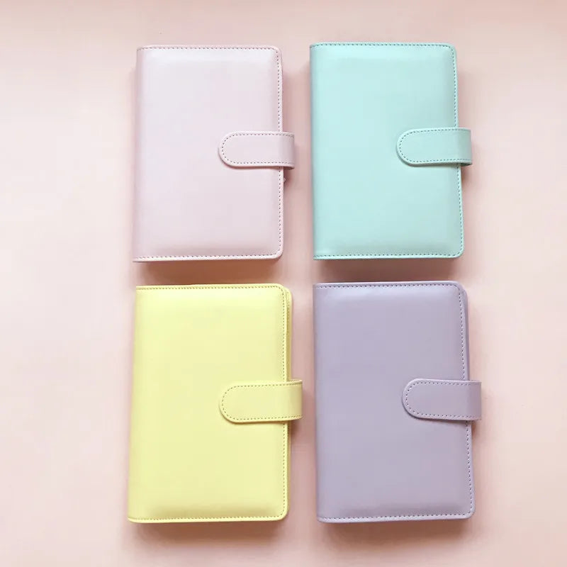 A6 Macaron Colors PU Leather Travel Planner Loose-Leaf Binding Carry Size Planner