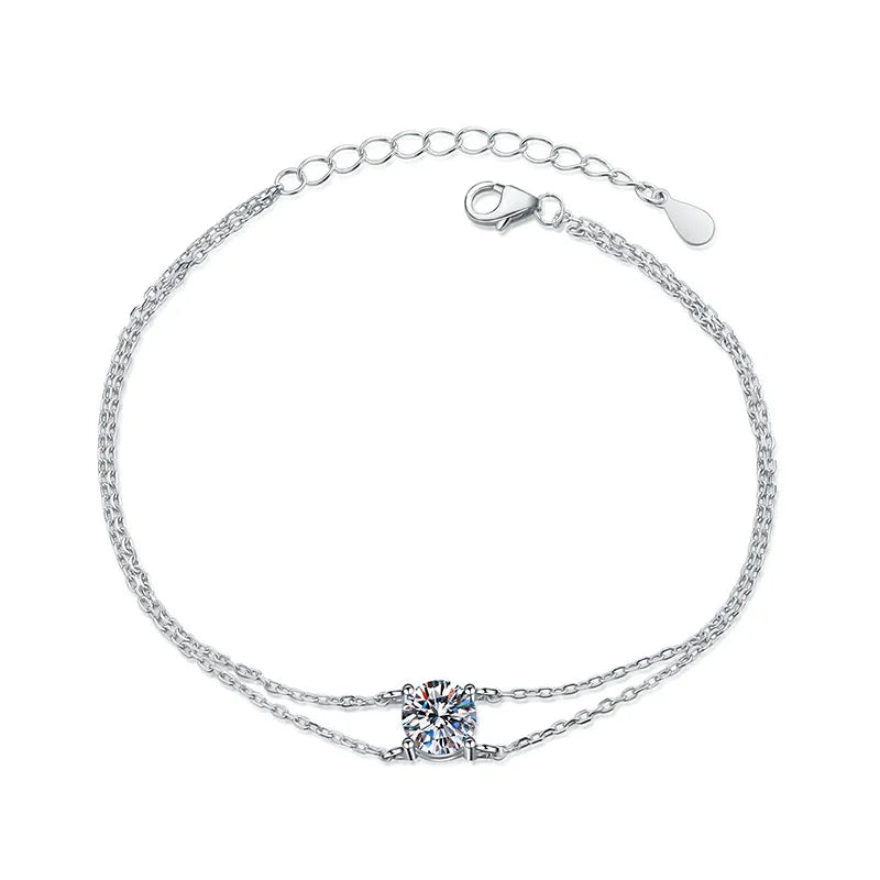 Factory Wholesale Real D Color 1CT Moissanite Bracelet Gra Certificate 925 Sterling Silver Bangle Jewelry for Women