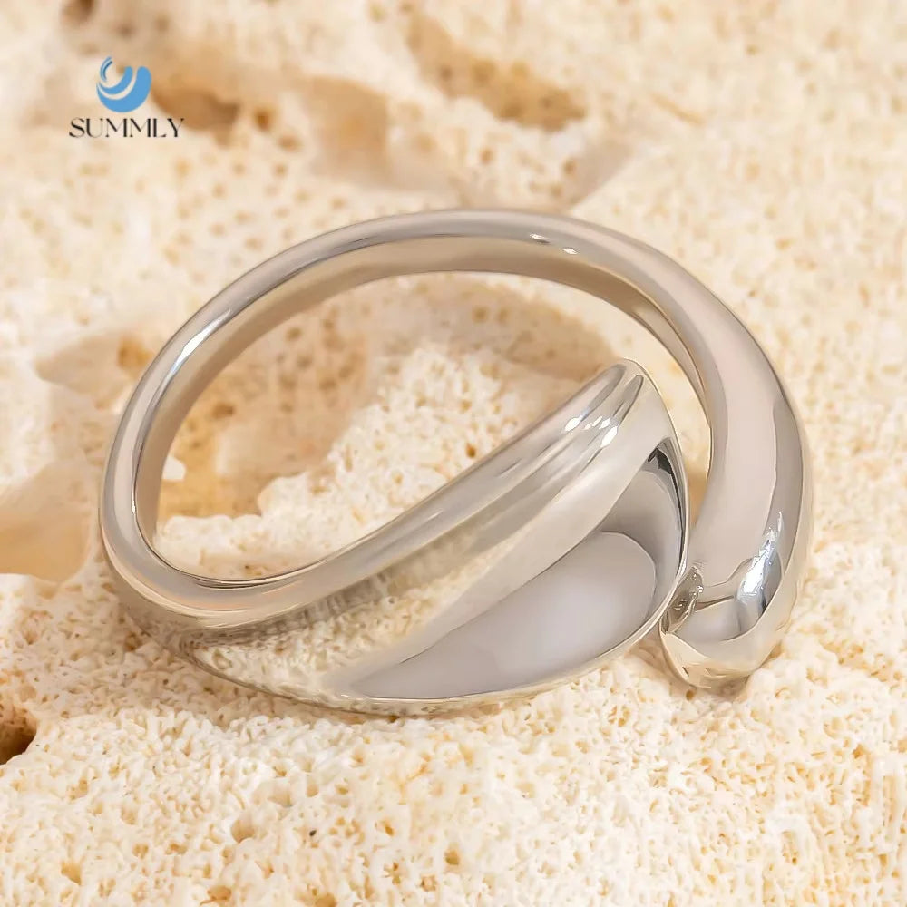 SUMMLY Vintage Wholesale Classic Trend Stainless Steel Waterproof Open End Ring Fashion Jewelry Manufacturer