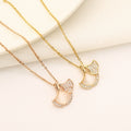 Stock Wholesale Botanical Elements Leaves Jewellery Stainless Steel Inlaid Zirconia Ginkgo Biloba Necklace