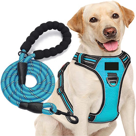 Wholesale Luxury Reflective Dog Harness Soft Mesh Padding No Pull Dog Collar Solid Breathable Handle for Dog Walking Custom Pet