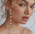 New Gold Plated Vintage Earrings Big Hoop Earrings Small Pearl Beaded Pearl Earrings for Girls Women