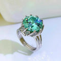 New Arrival 925 Silver 3-5 Ct Excellent Cut Pass Diamond Test Hibiscus Out of Water Green Moissanite Wedding Ring Fine Jewelry