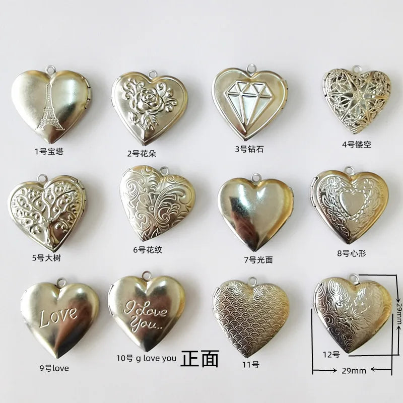 Couple Secret Message Custom Stainless Steel Flowers Heart Picture Box Fashion Jewelry Locket Pendants for Gift Lovers